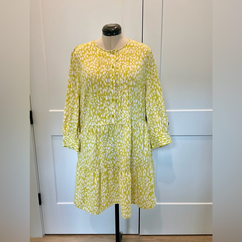 Who What Wear XL yellow and white print dress